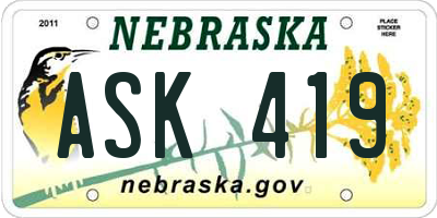 NE license plate ASK419