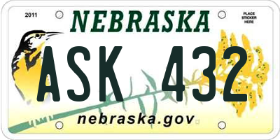 NE license plate ASK432