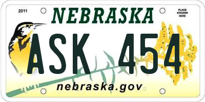 NE license plate ASK454