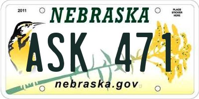 NE license plate ASK471
