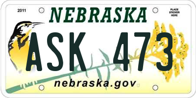 NE license plate ASK473