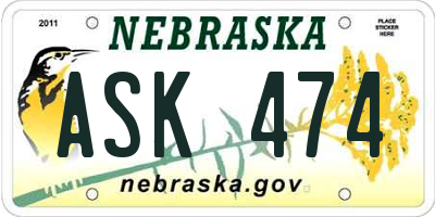 NE license plate ASK474