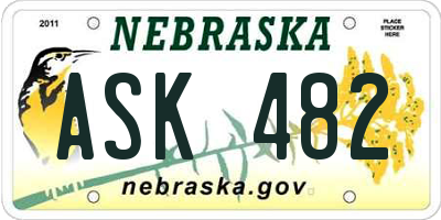 NE license plate ASK482