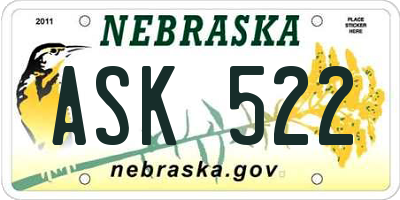 NE license plate ASK522