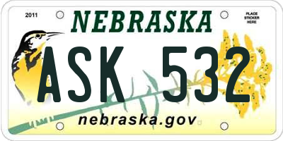 NE license plate ASK532