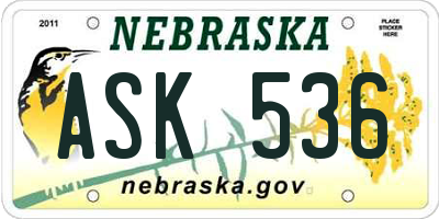 NE license plate ASK536