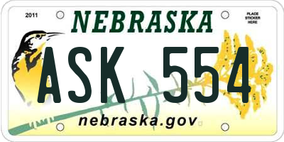 NE license plate ASK554