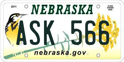 NE license plate ASK566