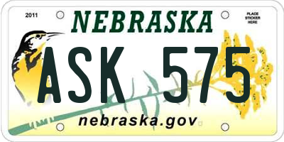 NE license plate ASK575