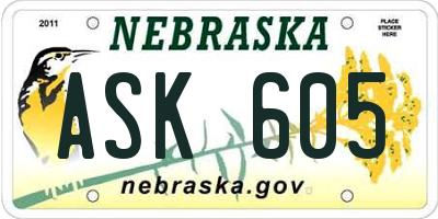 NE license plate ASK605