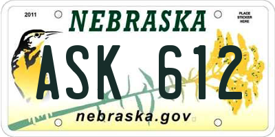 NE license plate ASK612