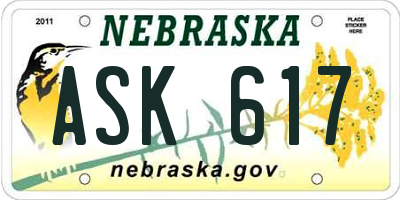 NE license plate ASK617