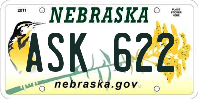 NE license plate ASK622