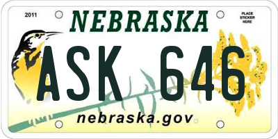 NE license plate ASK646
