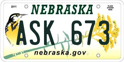 NE license plate ASK673