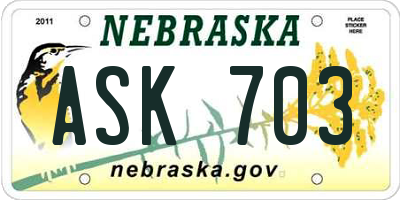 NE license plate ASK703
