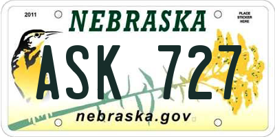 NE license plate ASK727