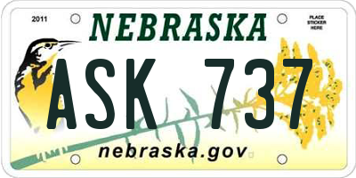 NE license plate ASK737