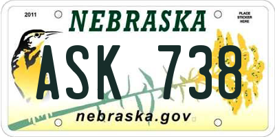NE license plate ASK738
