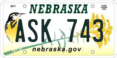 NE license plate ASK743