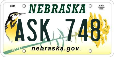 NE license plate ASK748