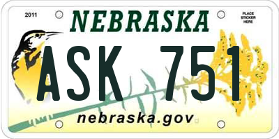 NE license plate ASK751