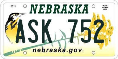 NE license plate ASK752