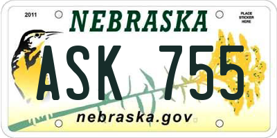 NE license plate ASK755