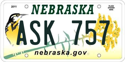 NE license plate ASK757