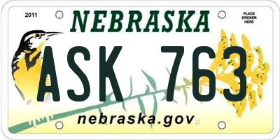 NE license plate ASK763