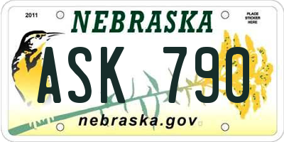 NE license plate ASK790