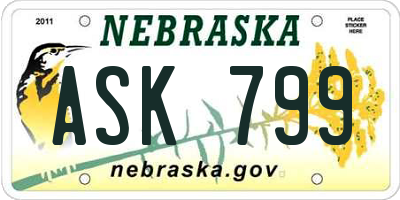 NE license plate ASK799