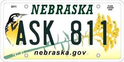 NE license plate ASK811