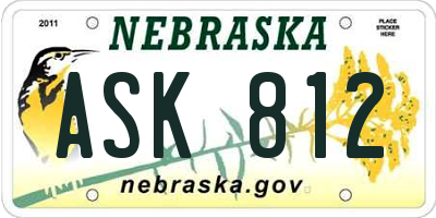 NE license plate ASK812