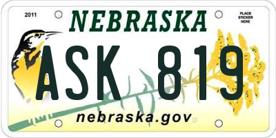 NE license plate ASK819