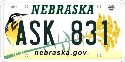 NE license plate ASK831