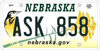 NE license plate ASK858