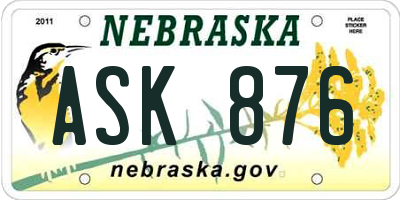 NE license plate ASK876