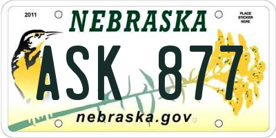 NE license plate ASK877