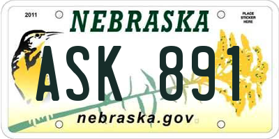 NE license plate ASK891