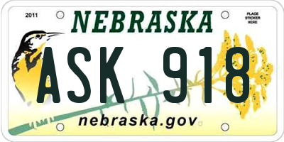 NE license plate ASK918