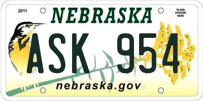 NE license plate ASK954