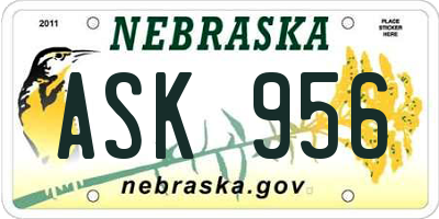 NE license plate ASK956