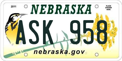 NE license plate ASK958