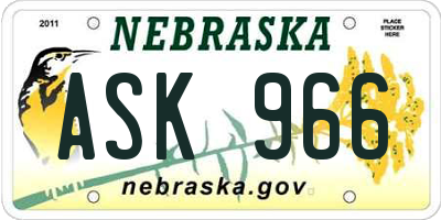 NE license plate ASK966