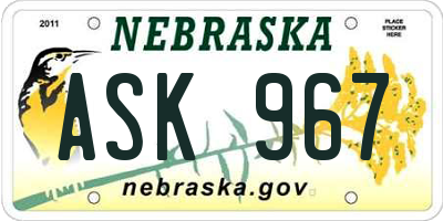 NE license plate ASK967