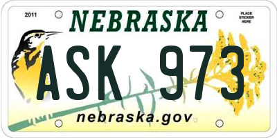 NE license plate ASK973
