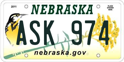 NE license plate ASK974