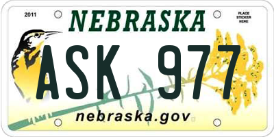 NE license plate ASK977