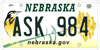 NE license plate ASK984